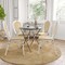 Merrick Lane Toulon Set of Four Stacking Thonet Bistro Style Chair, PE Cane Rattan Seat, and Metal Frame for Indoor/Outdoor Use